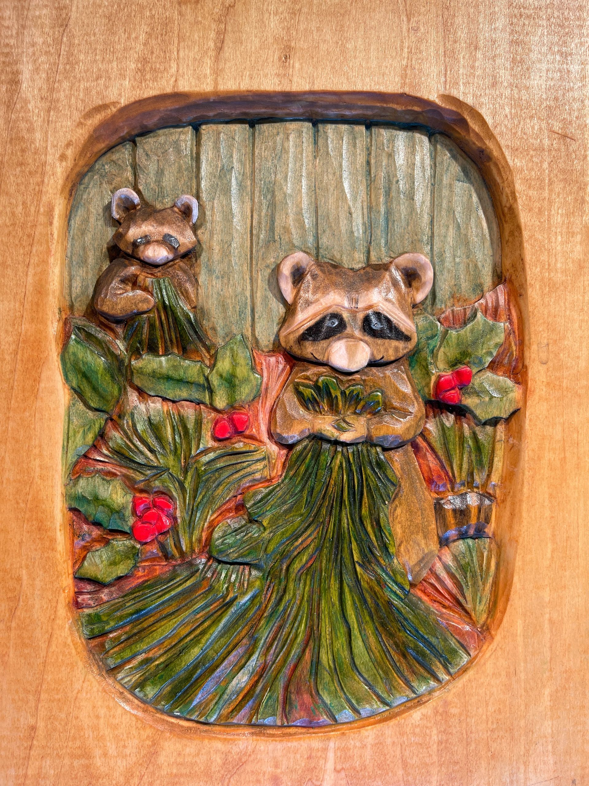 The Forever Wreath carved illustration — winter scene from the book