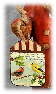 Tall carved Father Christmas figure showing face and upper body detail