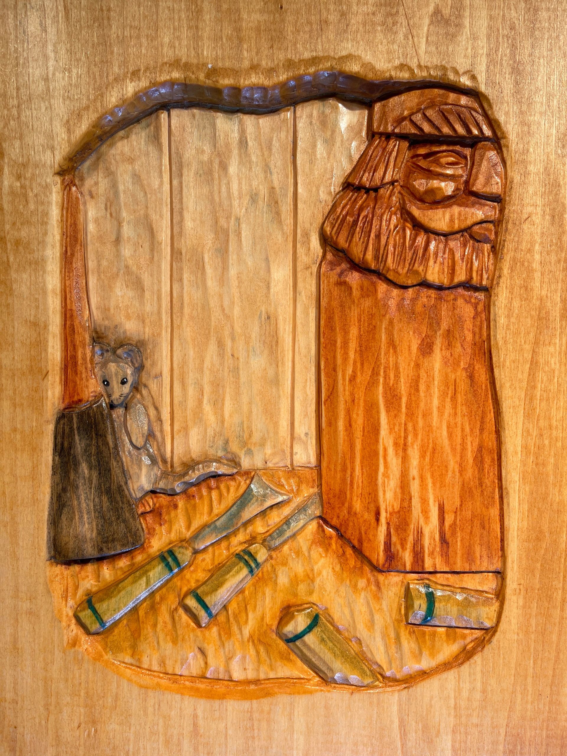 The Forever Wreath carved illustration — detailed scene from the story